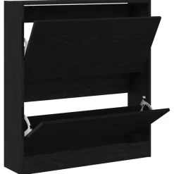 vidaXL - Zwart Schoenenkast met 2 vakken - Bewerkt hout - 80x21x87.5 cm Online
