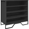 vidaXL - Zwart Schoenenkast met 4 vakken - Bewerkt hout en metaal - 80x38x78 cm Outlet