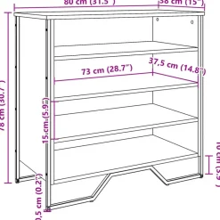 vidaXL - Zwart Schoenenkast met 4 vakken - Bewerkt hout en metaal - 80x38x78 cm Outlet