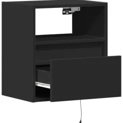 vidaXL - Zwevend LED Nachtkastje met lade en vak - Zwart - Hout - 41x31x45 cm Online