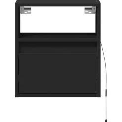 vidaXL - Zwevend LED Nachtkastje met lade en vak - Zwart - Hout - 41x31x45 cm Online