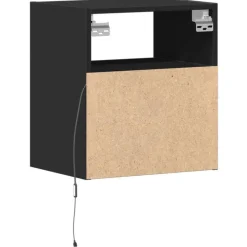 vidaXL - Zwevend LED Nachtkastje met lade en vak - Zwart - Hout - 41x31x45 cm Online