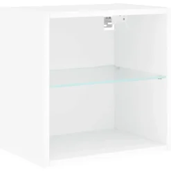 vidaXL - Zwevend LED TV-meubel glas legplank - Wit - 40x28.5x40 cm Clearance