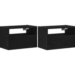 vidaXL - Zwevend Nachtkastjes met lade - Zwart - 45x26x28.5 cm - Set van 2 Online
