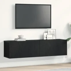 vidaXL - Zwevend TV-meubel met 2 deuren - Zwart eiken - 120x30x30.5 cm Online