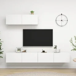 vidaXL - Zwevend TV-meubel met 1 deur - Wit - Hout - 100x30x30 cm - 3 stuks Best