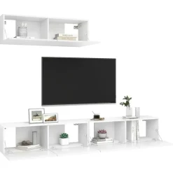 vidaXL - Zwevend TV-meubel met 1 deur - Wit - Hout - 100x30x30 cm - 3 stuks Best