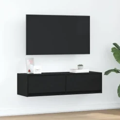 vidaXL - Zwevend TV-meubel met 2 lades - Zwart eiken - 100x31x25.5 cm Sale