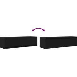 vidaXL - Zwevend TV-meubel met 2 lades - Zwart eiken - 100x31x25.5 cm Sale