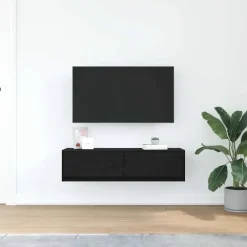 vidaXL - Zwevend TV-meubel met 2 lades - Zwart eiken - 100x31x25.5 cm Sale