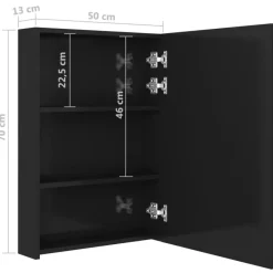 vidaXL Badkamerkast met spiegel LED 50x13x70 cm glanzend zwart Sale