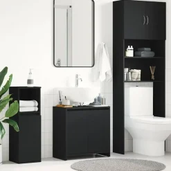 vidaXL Badkamerkast 60x33x61 cm spaanplaat zwart Discount
