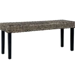 vidaXL Bankje 110 cm natuurlijk kubu rattan en massief mangohout zwart Outlet