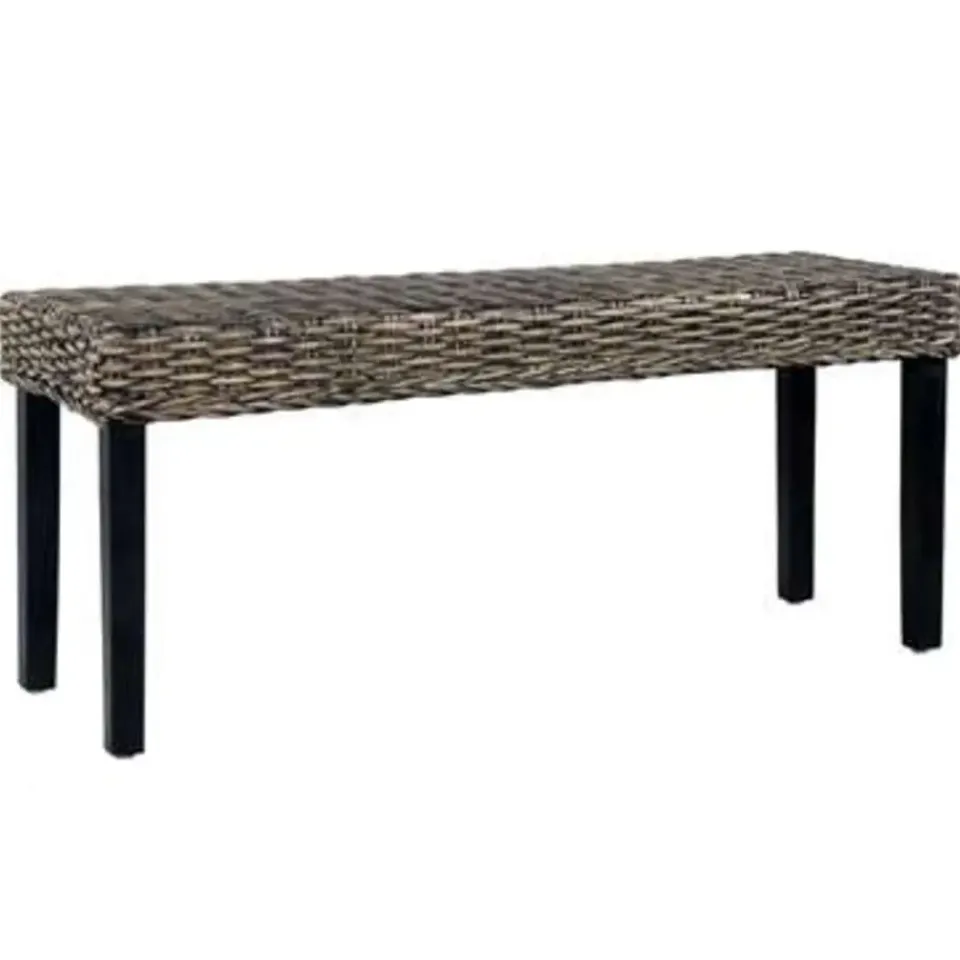 vidaXL Bankje 110 cm natuurlijk kubu rattan en massief mangohout zwart Outlet