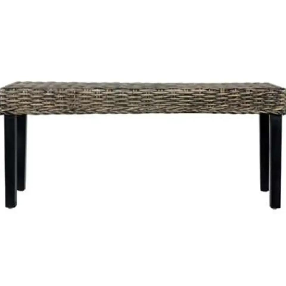 vidaXL Bankje 110 cm natuurlijk kubu rattan en massief mangohout zwart Outlet