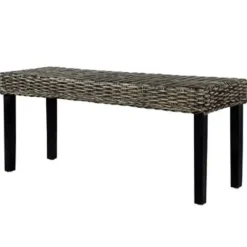 vidaXL Bankje 110 cm natuurlijk kubu rattan en massief mangohout zwart Outlet