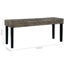 vidaXL Bankje 110 cm natuurlijk kubu rattan en massief mangohout zwart Outlet