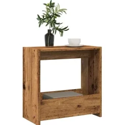 vidaXL Bijzettafel met opbergruimte - Oud hout - Bewerkt hout - 50x26x50 cm Online