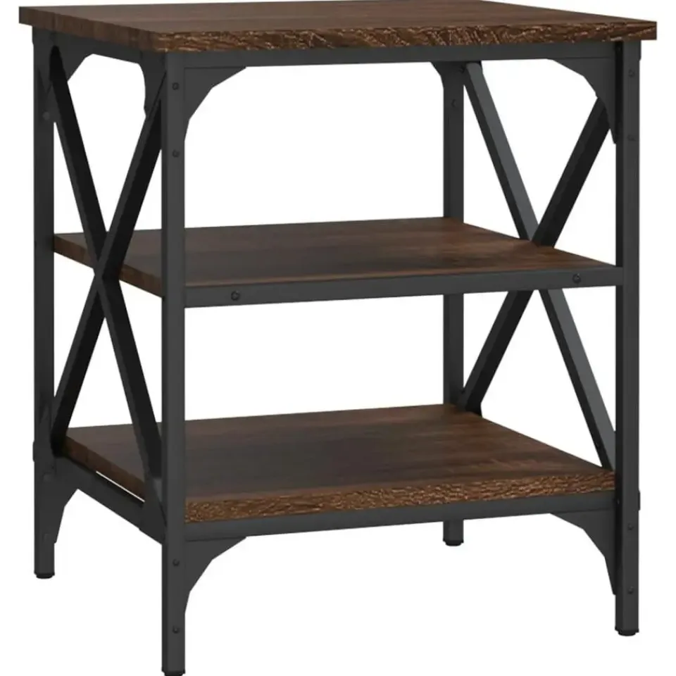 vidaXL Bijzettafels - Industrieel - Bruin eiken - Hout - 40x42x50 cm - Set van 2 New