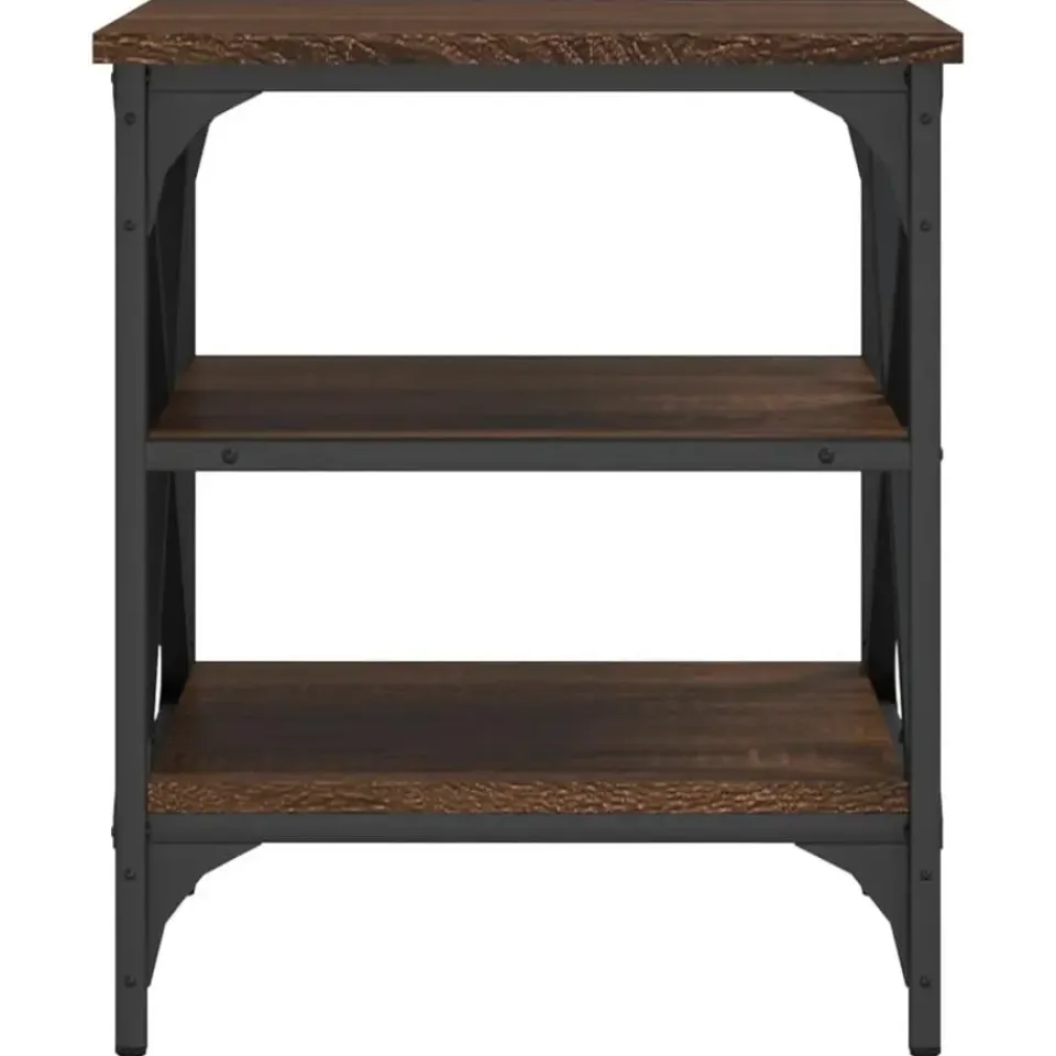 vidaXL Bijzettafels - Industrieel - Bruin eiken - Hout - 40x42x50 cm - Set van 2 New