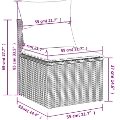 vidaXL 3-delige Loungeset met kussens en hout armsteun - Grijs - Poly rattan Hot