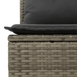 vidaXL 4-delige Loungeset met kussens en hout armsteun - Grijs - Poly rattan Sale
