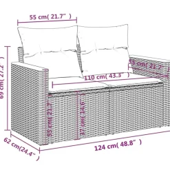 vidaXL 4-delige Loungeset met kussens en hout armsteun - Grijs - Poly rattan Sale