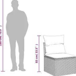 vidaXL 4-delige Loungeset met kussens en hout armsteun - Grijs - Poly rattan Sale