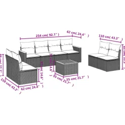 vidaXL 9-delige Loungeset met kussens - hout armsteun & salontafel - Grijs Outlet
