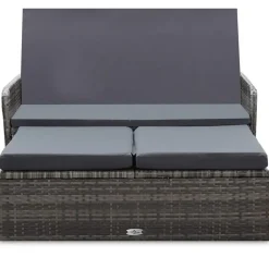vidaXL 2-delige Loungeset met kussens poly rattan grijs Clearance