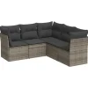 vidaXL 5-delige Loungeset met kussens voor 5 personen - Grijs - Poly Rattan New