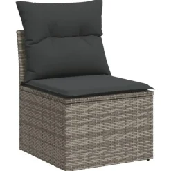 vidaXL 5-delige Loungeset met kussens en kruk - hout armsteun - Grijs Clearance