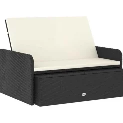 vidaXL 2-delige Loungeset met kussens poly rattan zwart
