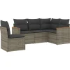 vidaXL 5-delige Loungeset voor 5 met kussens - Gris - Poly rattan Discount