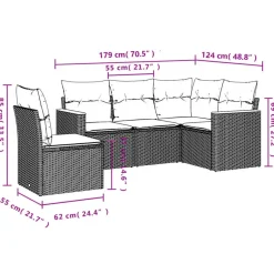 vidaXL 5-delige Loungeset voor 5 met kussens - Gris - Poly rattan Discount