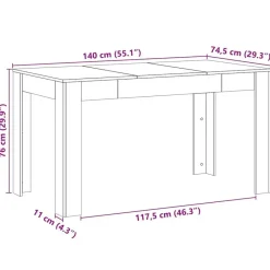 vidaXL Eettafel - Artisanaal eiken - Bewerkt hout - 140x74.5x76 cm Online