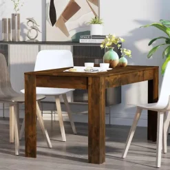 vidaXL Eettafel - Gerookt eiken - Bewerkt hout - 140x74.5x76 cm New