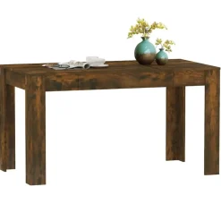 vidaXL Eettafel - Gerookt eiken - Bewerkt hout - 140x74.5x76 cm New