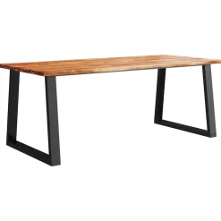 vidaXL Eettafel - Rechthoekige tafel - Massief acaciahout en staal - 200x90 cm Sale