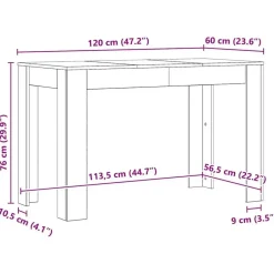vidaXL Eettafel - Rechthoekige tafel - Artisanaal eiken - Hout - 120x60 cm