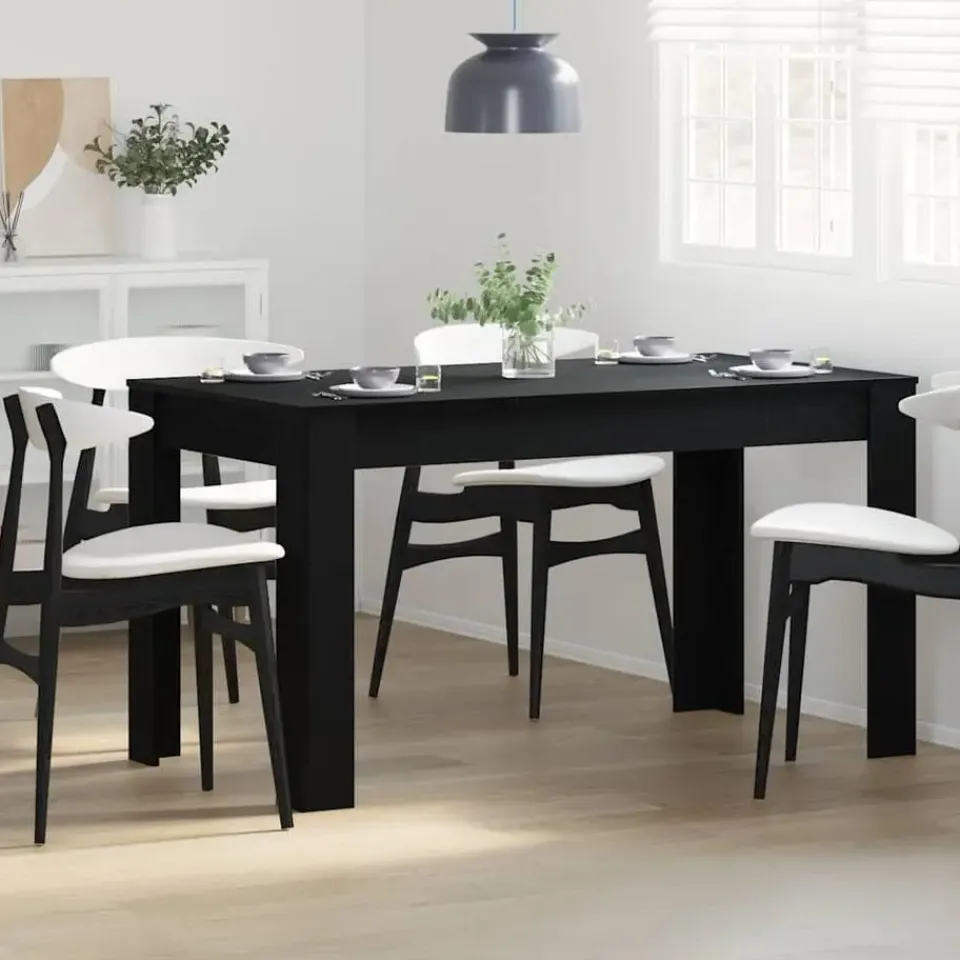 vidaXL Eettafel - Rechthoekige tafel - Zwart eiken - Hout - 140x74.5x76 cm Hot