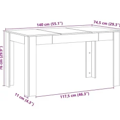 vidaXL Eettafel - Rechthoekige tafel - Zwart eiken - Hout - 140x74.5x76 cm Hot