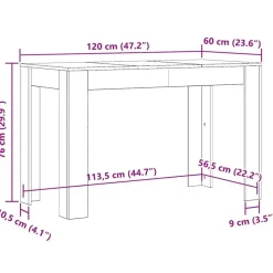 vidaXL Eettafel - Rechthoekige tafel - Bruin eiken - Bewerkt hout - 120x60x76 cm Outlet