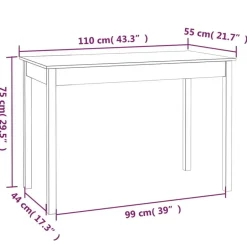 vidaXL Eettafel - Rechthoekige tafel - Wit - Massief grenenhout - 110x55 cm Clearance