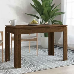 vidaXL Eettafel - Rechthoekige tafel - Bruin eiken - Bewerkt hout - 120x60 cm Clearance