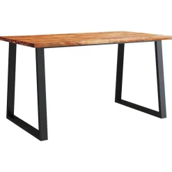 vidaXL Eettafel - Rechthoekige tafel - Massief acaciahout en staal - 140x80 cm Discount