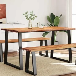 vidaXL Eettafel - Rechthoekige tafel - Massief acaciahout en staal - 140x80 cm Discount