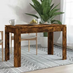 vidaXL Eettafel - Rechthoekige tafel - Gerookt eiken - Bewerkt hout - 120x60 cm Outlet