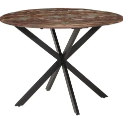 vidaXL Eettafel - Ronde tafel - Massief gerecycled hout en staal - Ø110 cm Sale