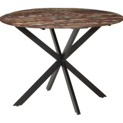 vidaXL Eettafel - Ronde tafel - Massief gerecycled hout en staal - Ø110 cm Sale